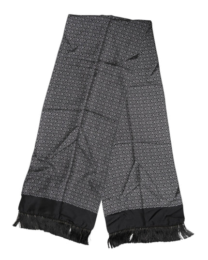 Dolce & Gabbana Black Patterned Fringes Men Foulard Scarf