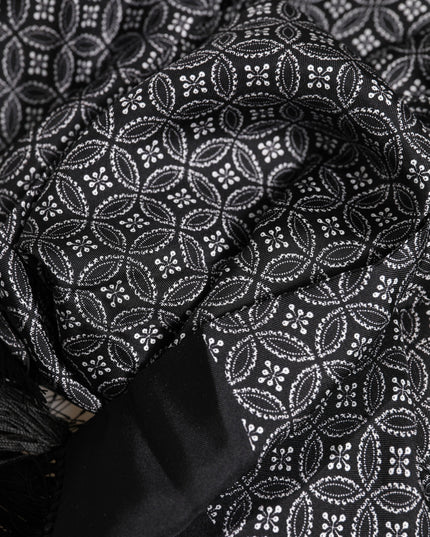 Dolce & Gabbana Black Patterned Fringes Men Foulard Scarf