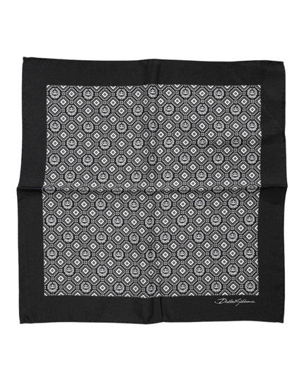 Dolce & Gabbana Black White Patterned Square Foulard Scarf