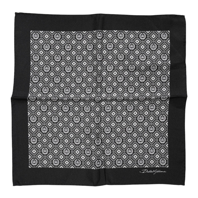 Dolce & Gabbana Black White Patterned Square Foulard Scarf