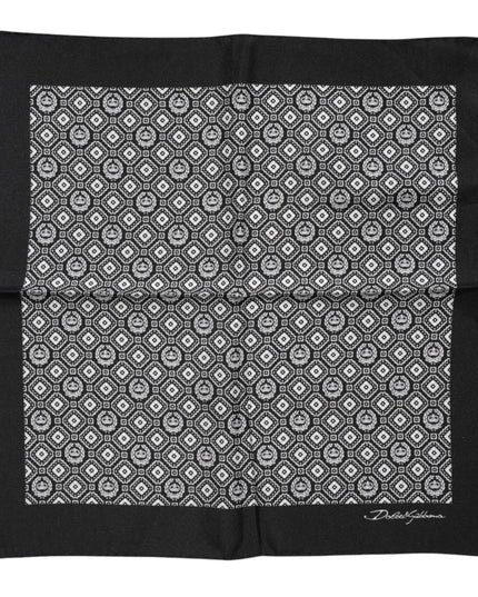 Dolce & Gabbana Black White Patterned Square Foulard Scarf