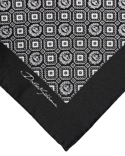 Dolce & Gabbana Black White Patterned Square Foulard Scarf