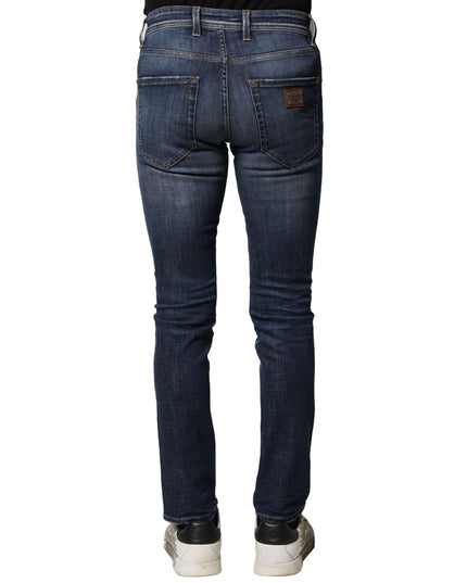Dolce & Gabbana Blue Washed Cotton Slim Fit Men Denim Jeans