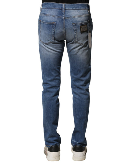 Dolce & Gabbana Blue Washed Cotton Skinny Men Denim Jeans