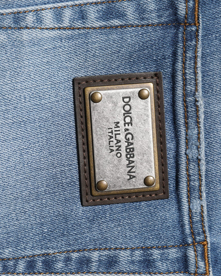 Dolce & Gabbana Blue Washed Cotton Skinny Men Denim Jeans