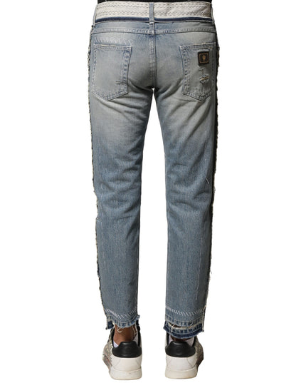 Dolce & Gabbana Light Blue Tattered Straight Men Denim Jeans