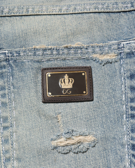 Dolce & Gabbana Light Blue Tattered Straight Men Denim Jeans