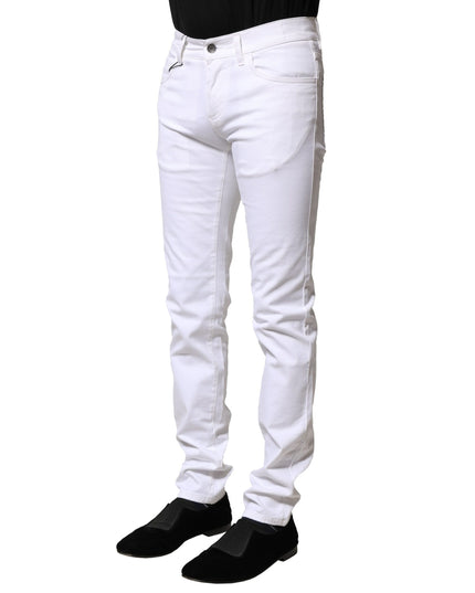 Dolce & Gabbana White Cotton Skinny Men Denim Jeans