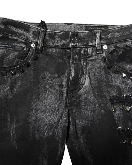 Dolce & Gabbana Black Washed Embellished Skinny Denim Jeans