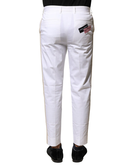 Dolce & Gabbana White Cotton Straight Logo Men Pants