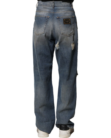Dolce & Gabbana Blue Cotton Tattered Men Denim Jeans