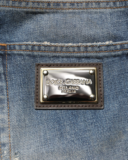 Dolce & Gabbana Blue Cotton Tattered Men Denim Jeans