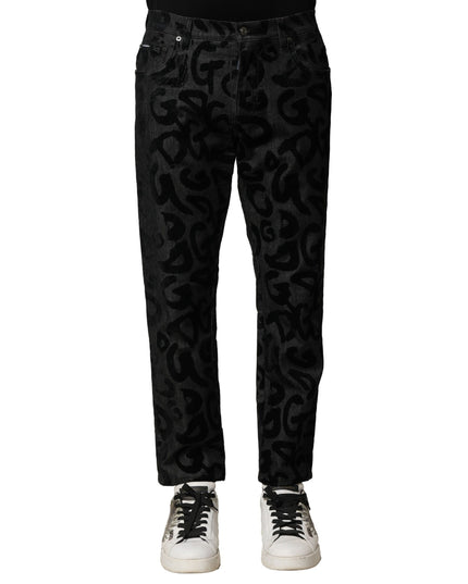 Dolce & Gabbana Gray Cotton DG Logo Straight Men Denim Jeans