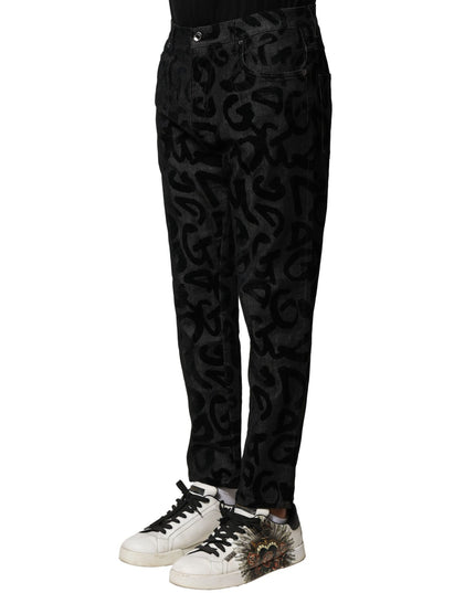Dolce & Gabbana Gray Cotton DG Logo Straight Men Denim Jeans