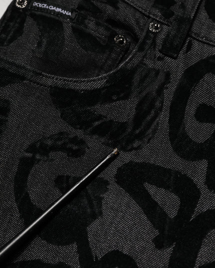 Dolce & Gabbana Gray Cotton DG Logo Straight Men Denim Jeans