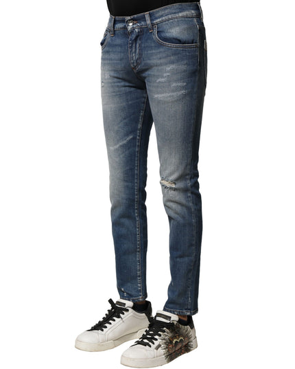 Dolce & Gabbana Blue Washed Cotton Slim Fit Men Denim Jeans