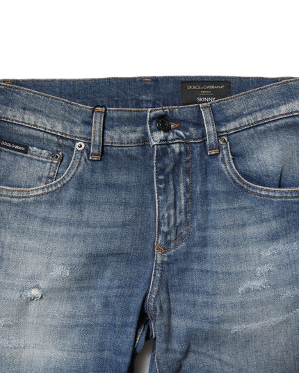 Dolce & Gabbana Blue Washed Cotton Slim Fit Men Denim Jeans