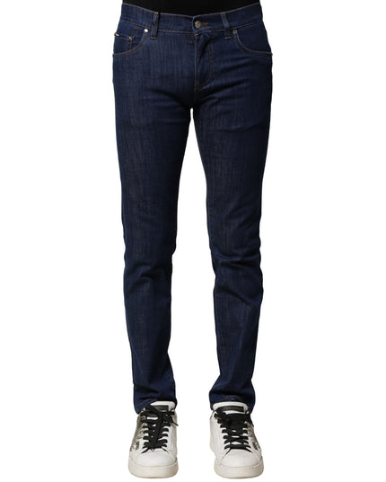 Dolce & Gabbana Blue Cotton Stretch Skinny Men Denim Jeans