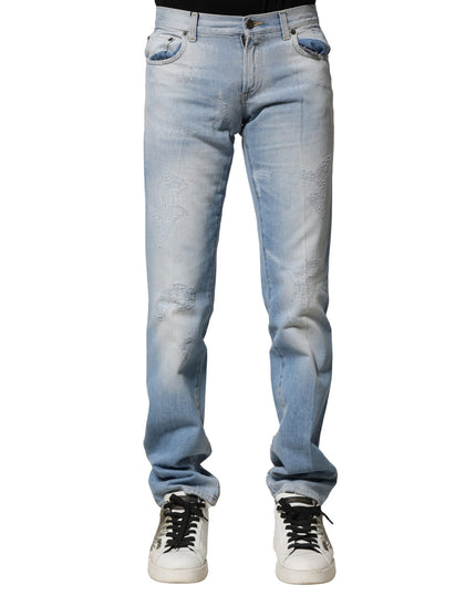 Dolce & Gabbana Light Blue Washed Straight Fit Denim Jeans