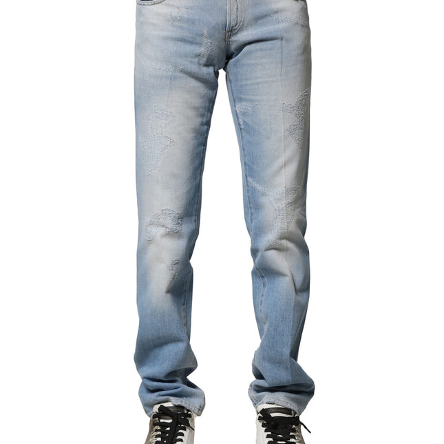 Dolce & Gabbana Light Blue Washed Straight Fit Denim Jeans