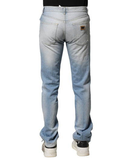 Dolce & Gabbana Light Blue Washed Straight Fit Denim Jeans