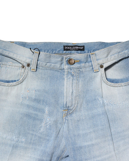 Dolce & Gabbana Light Blue Washed Straight Fit Denim Jeans