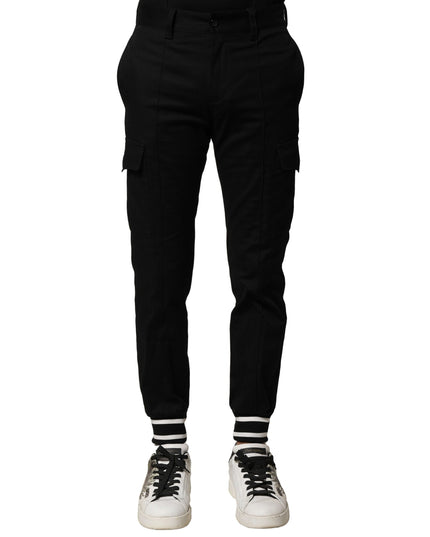 Dolce & Gabbana Black Cotton Cargo Joggers Men Pants