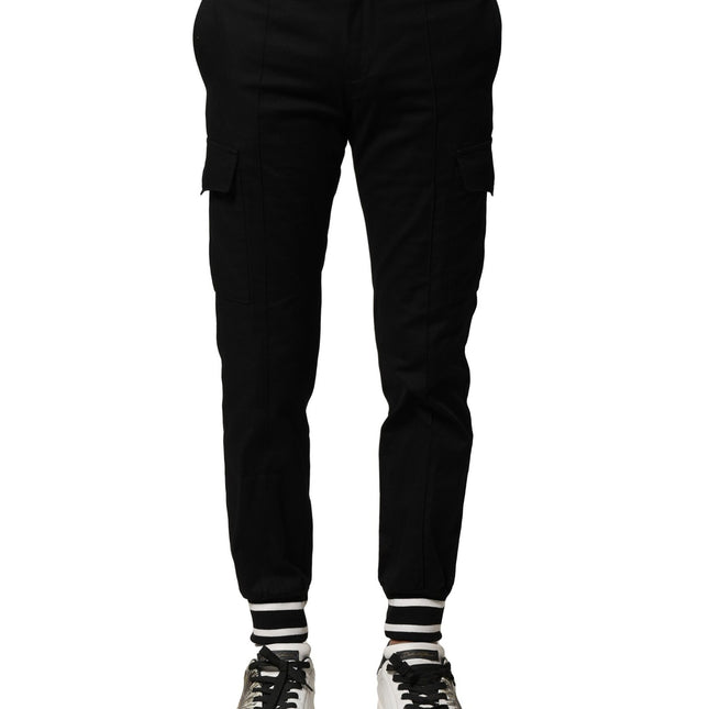Dolce & Gabbana Black Cotton Cargo Joggers Men Pants