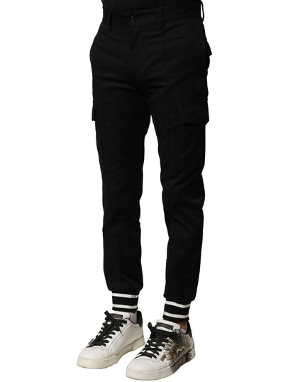 Dolce & Gabbana Black Cotton Cargo Joggers Men Pants