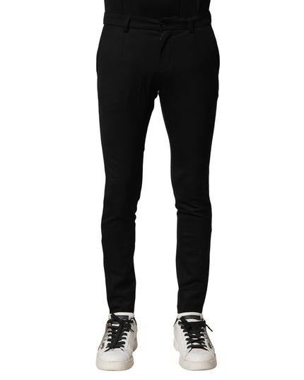 Dolce & Gabbana Black Wool Men Skinny Mid Waist Pants