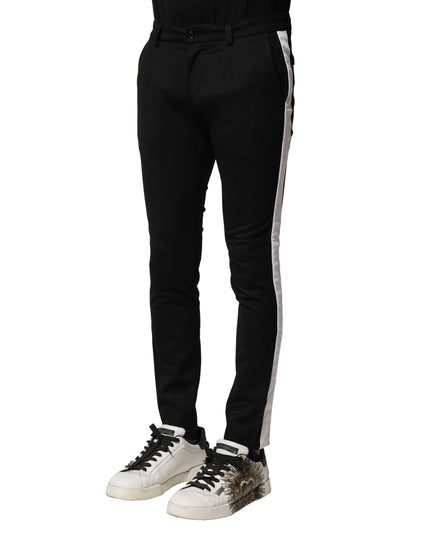 Dolce & Gabbana Black Wool Men Skinny Mid Waist Pants