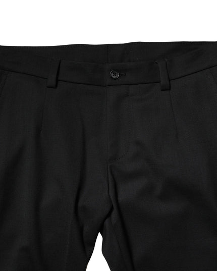 Dolce & Gabbana Black Wool Men Skinny Mid Waist Pants