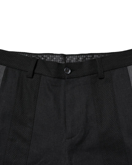 Dolce & Gabbana Black Gray Cotton Tapered Men Pants