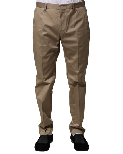 Dolce & Gabbana Brown Cotton Tapered Men Formal Pants