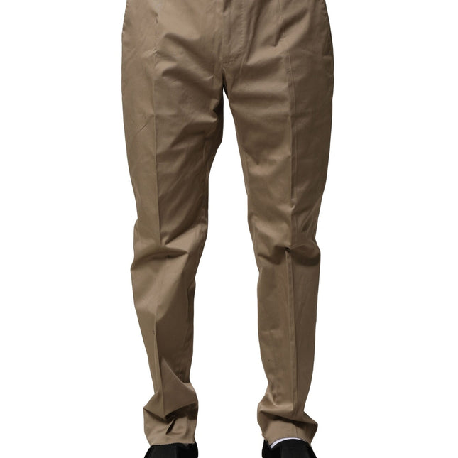 Dolce & Gabbana Brown Cotton Tapered Men Formal Pants