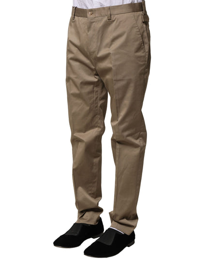 Dolce & Gabbana Brown Cotton Tapered Men Formal Pants