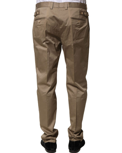 Dolce & Gabbana Brown Cotton Tapered Men Formal Pants