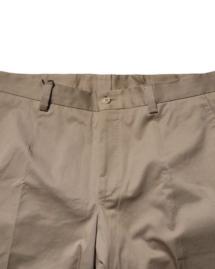 Dolce & Gabbana Brown Cotton Tapered Men Formal Pants