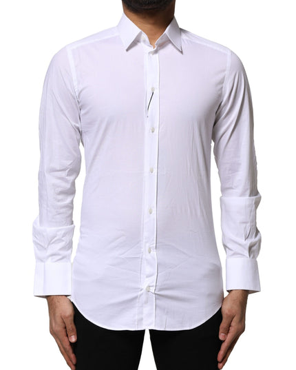 Dolce & Gabbana White Cotton GOLD Long Sleeves Dress Shirt