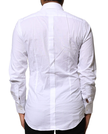 Dolce & Gabbana White Cotton GOLD Long Sleeves Dress Shirt