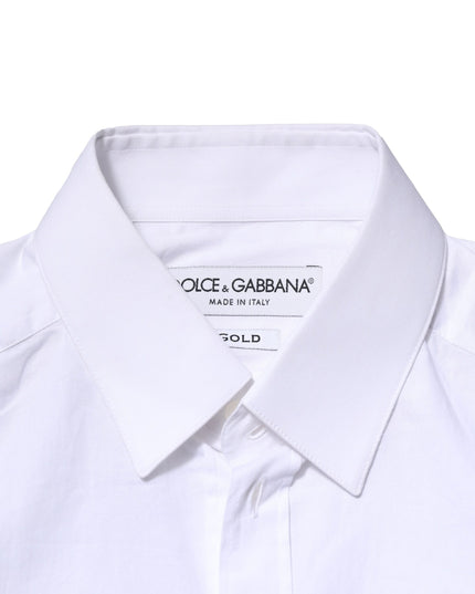 Dolce & Gabbana White Cotton GOLD Long Sleeves Dress Shirt