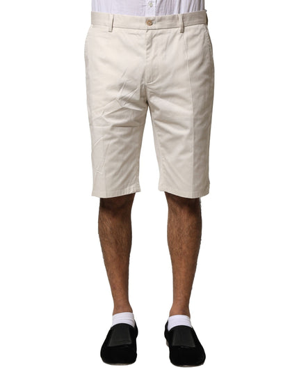 Dolce & Gabbana Beige Cotton Stretch Mid Waist Bermuda Shorts