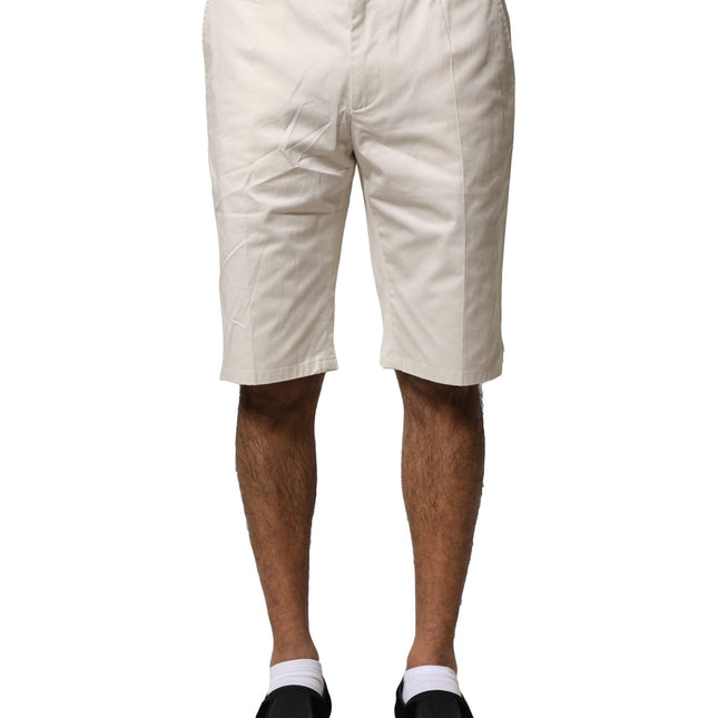 Dolce & Gabbana Beige Cotton Stretch Mid Waist Bermuda Shorts