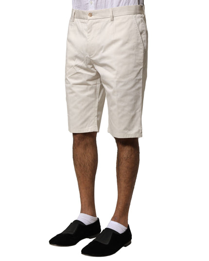 Dolce & Gabbana Beige Cotton Stretch Mid Waist Bermuda Shorts