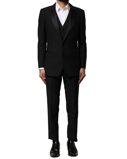 Dolce & Gabbana Black Wool 3 Piece Single Breasted Suit