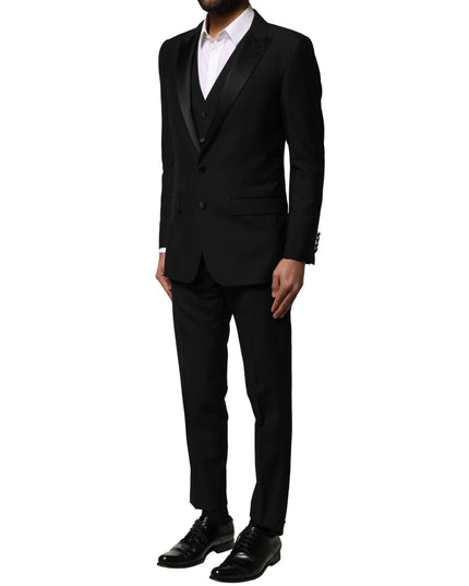 Dolce & Gabbana Black Wool 3 Piece Single Breasted Suit