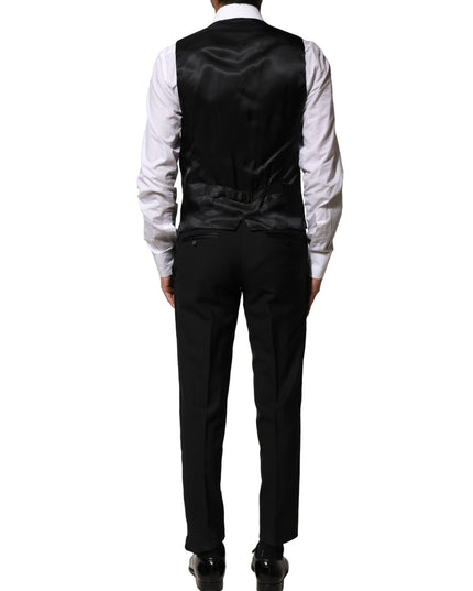 Dolce & Gabbana Black Wool 3 Piece Single Breasted Suit