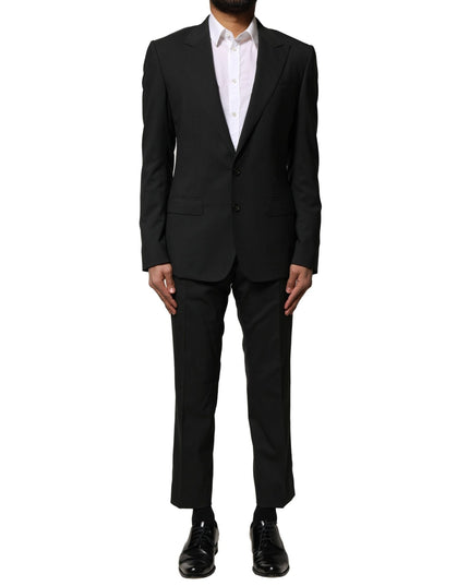 Dolce & Gabbana Black Wool 2 Piece Single Breasted Suit