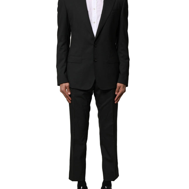 Dolce & Gabbana Black Wool 2 Piece Single Breasted Suit