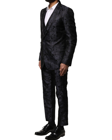 Dolce & Gabbana Black Jacquard 3 Piece Single Breasted Suit